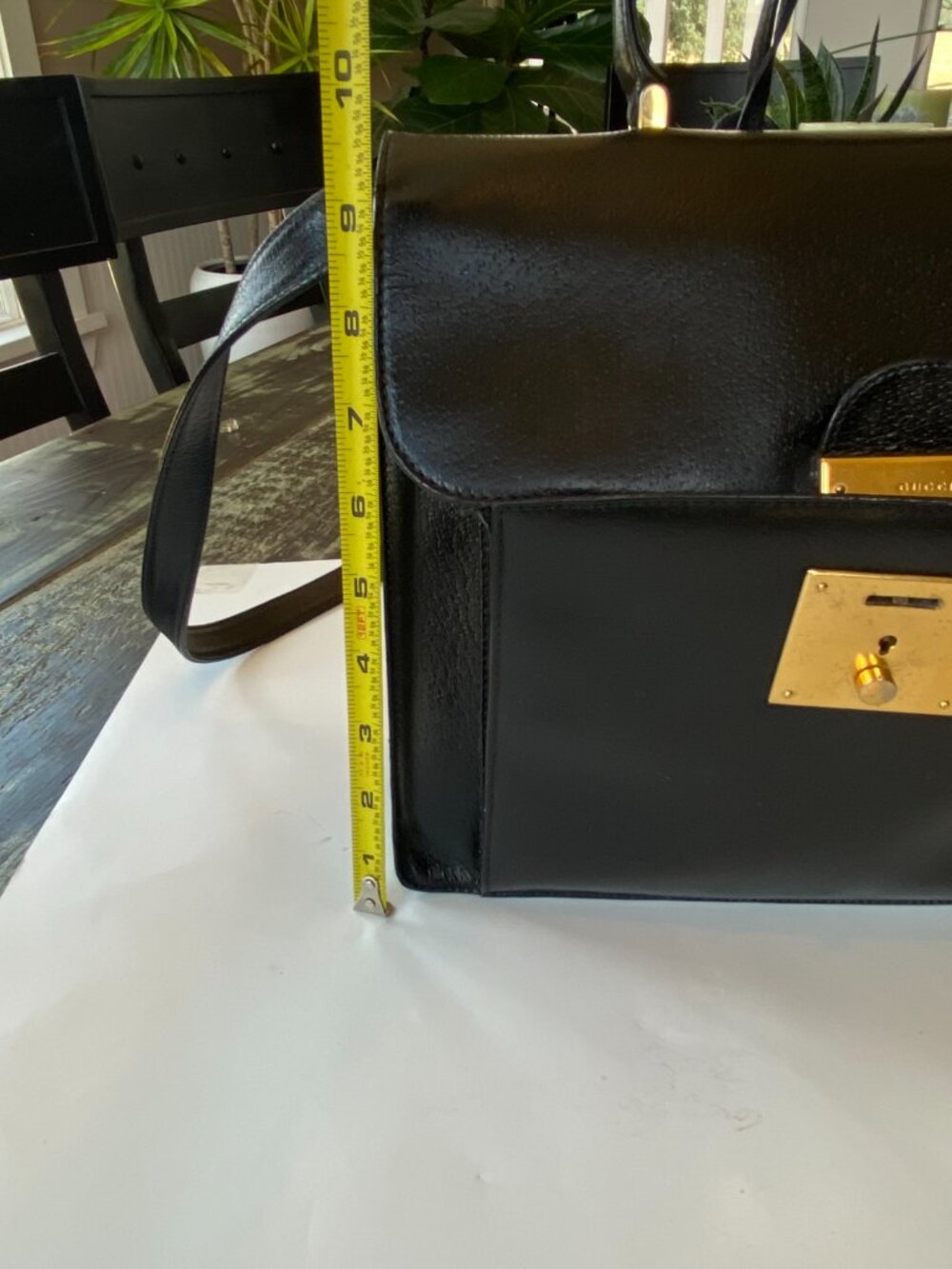 Authentic Vintage Gucci Black Leather Hand Bag and Original Dust Bag - Picture 6 of 15